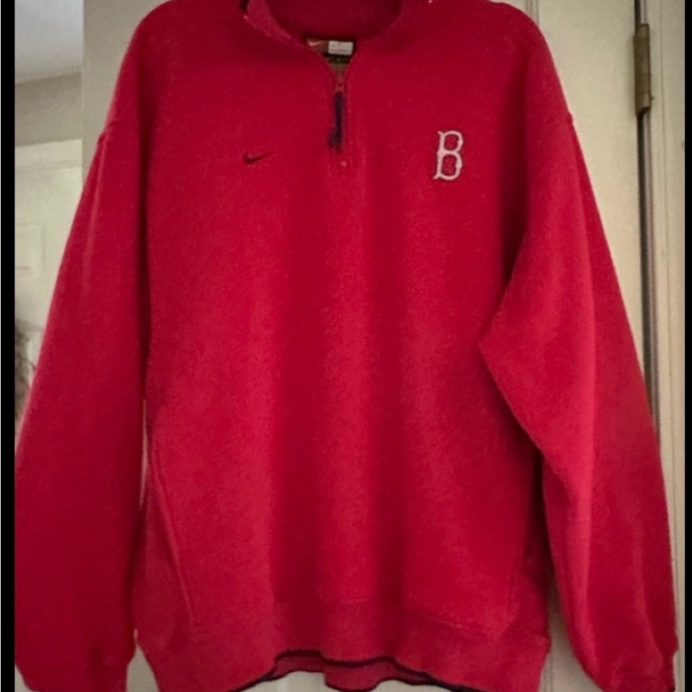 Nike Red Quarter-Zip Pullover with Boston 'B' Patch